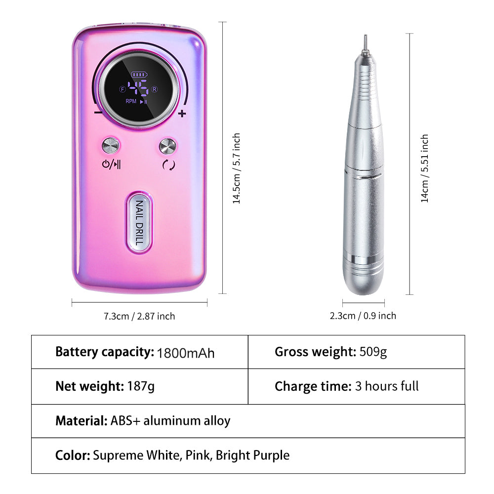 Cordless Electric Nail Drill with LCD