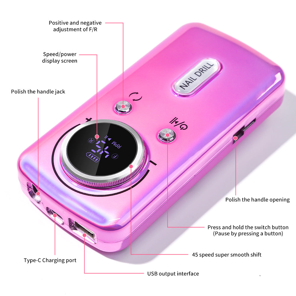 Cordless Electric Nail Drill with LCD